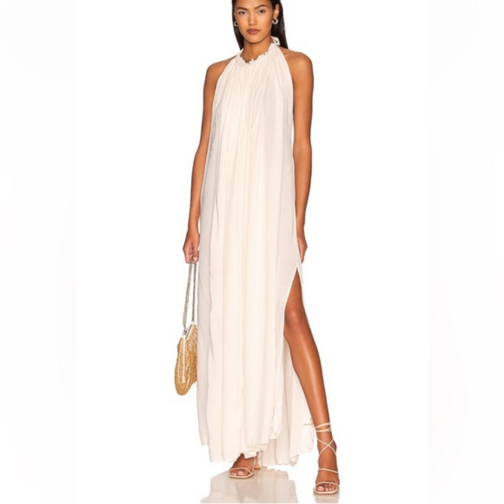 Jen's Pirate Booty Grecian Margarita Open Back Halter Maxi Dress with Side Slits